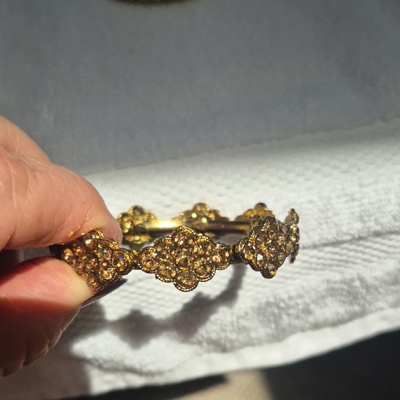 Elegant Gold-Tone Bangle & Rhinestone Bangle - Picture 3 of 8